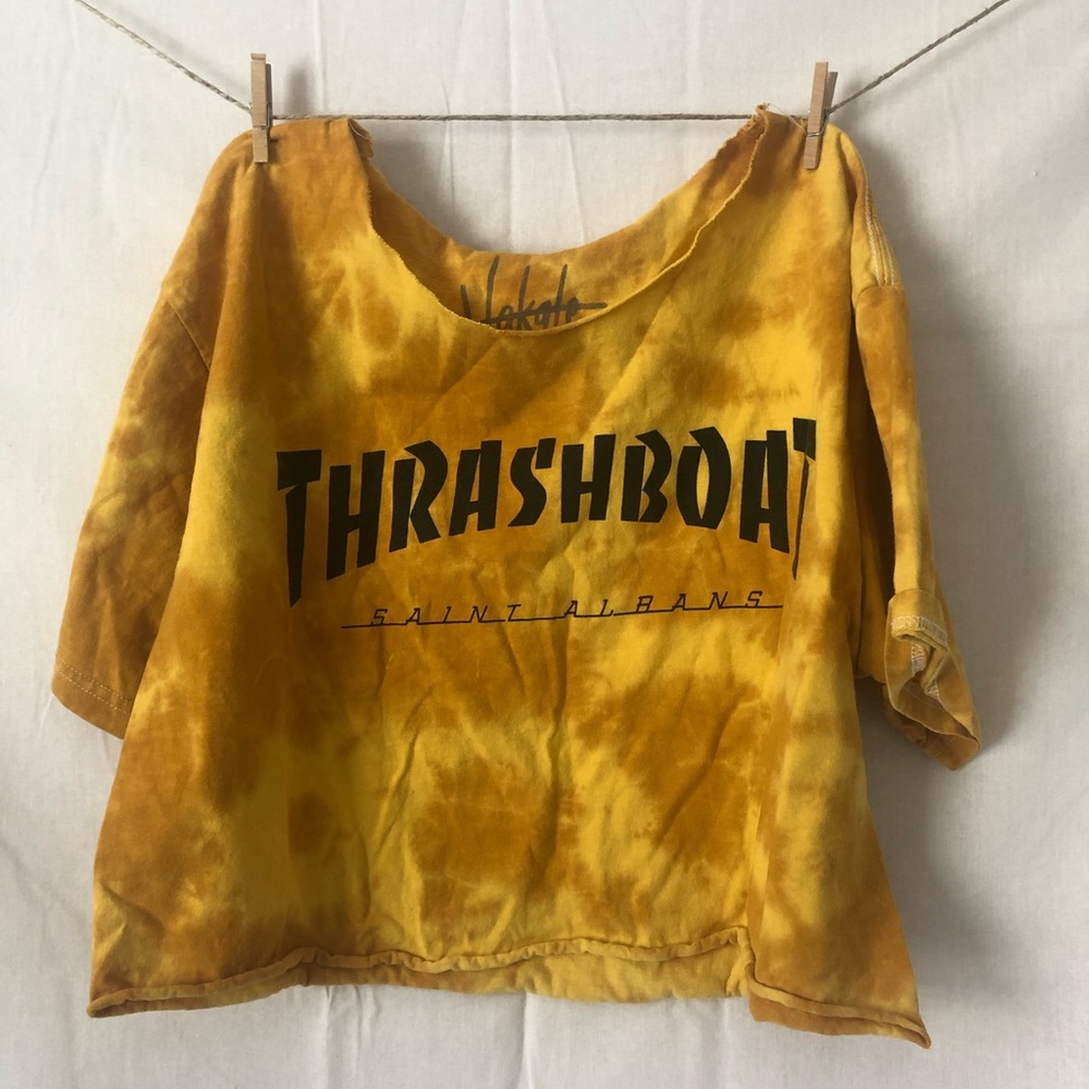 Yellow Tie dye Cropped Tee